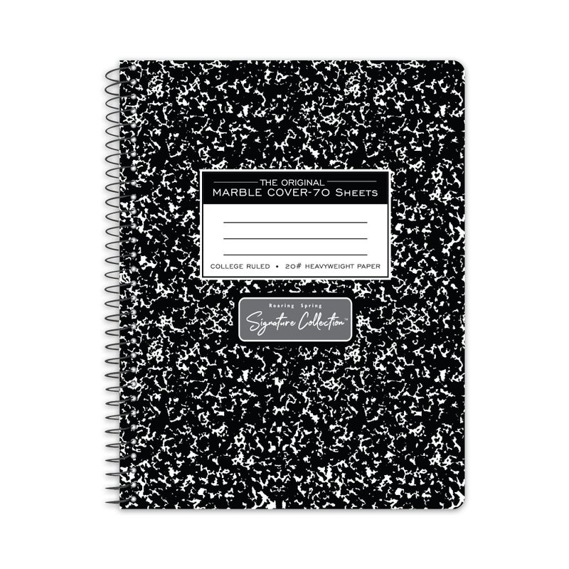 ROARING SPRING Signature Collection Composition Spiral Notebook, Hardcover, College Ruled, 20# Premium Paper, 70 Perforated Sheets, 9.75" x 7.5", Made in USA - Image 1